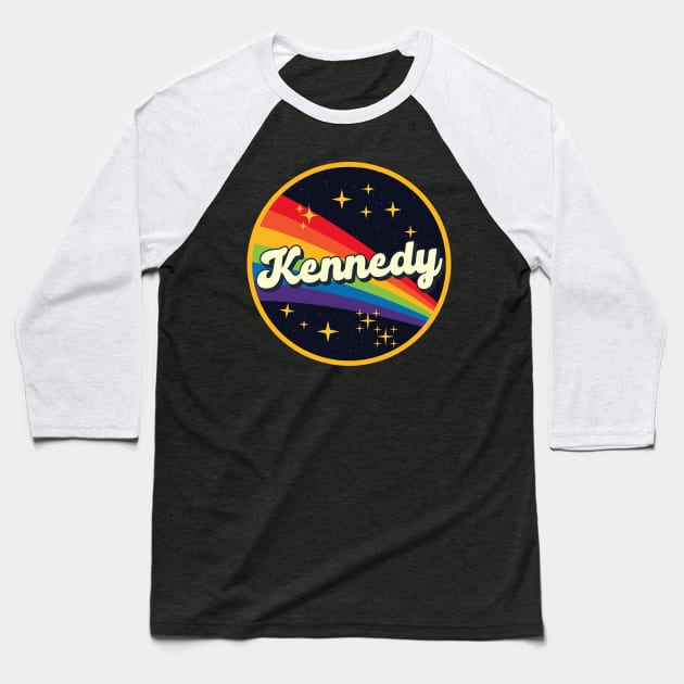 Kennedy // Rainbow In Space Vintage Style Baseball T-Shirt by LMW Art